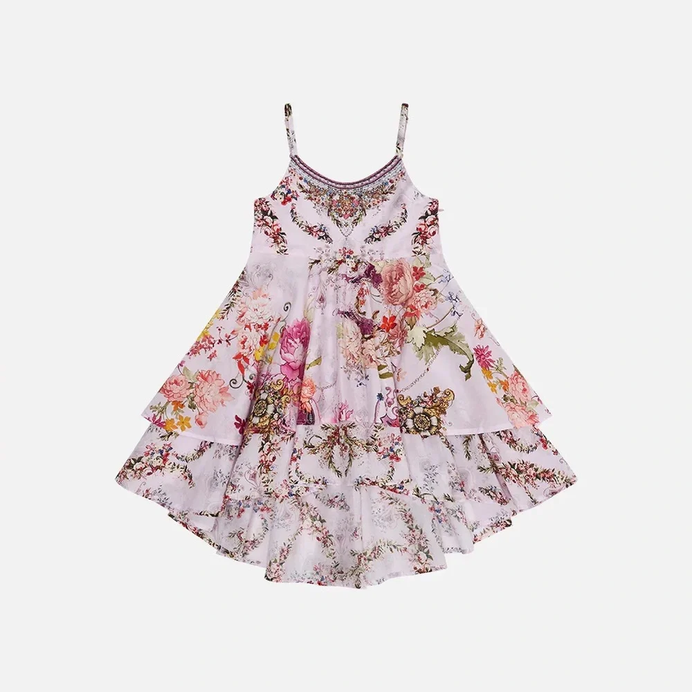 Camilla Floral Kids Dress - Pink and White - Picture 1 of 4